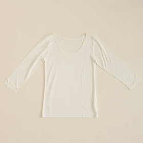 金伴繊維 シルクの8分袖シャツ 縫い糸までシルク100%