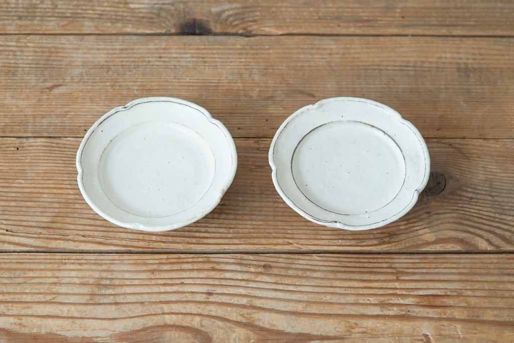 小山乃文彦 粉引 輪花小皿