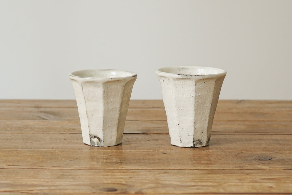 小山乃文彦 粉引 面取り湯のみ