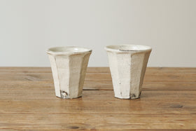 小山乃文彦 粉引 面取り湯のみ