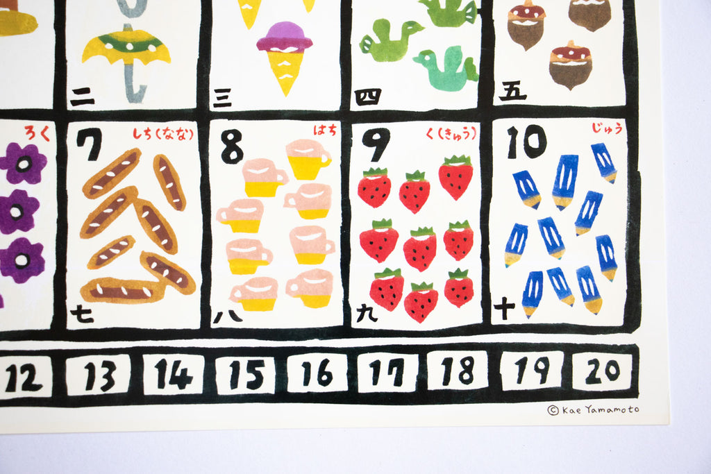 山元かえ 型染め すうじ表