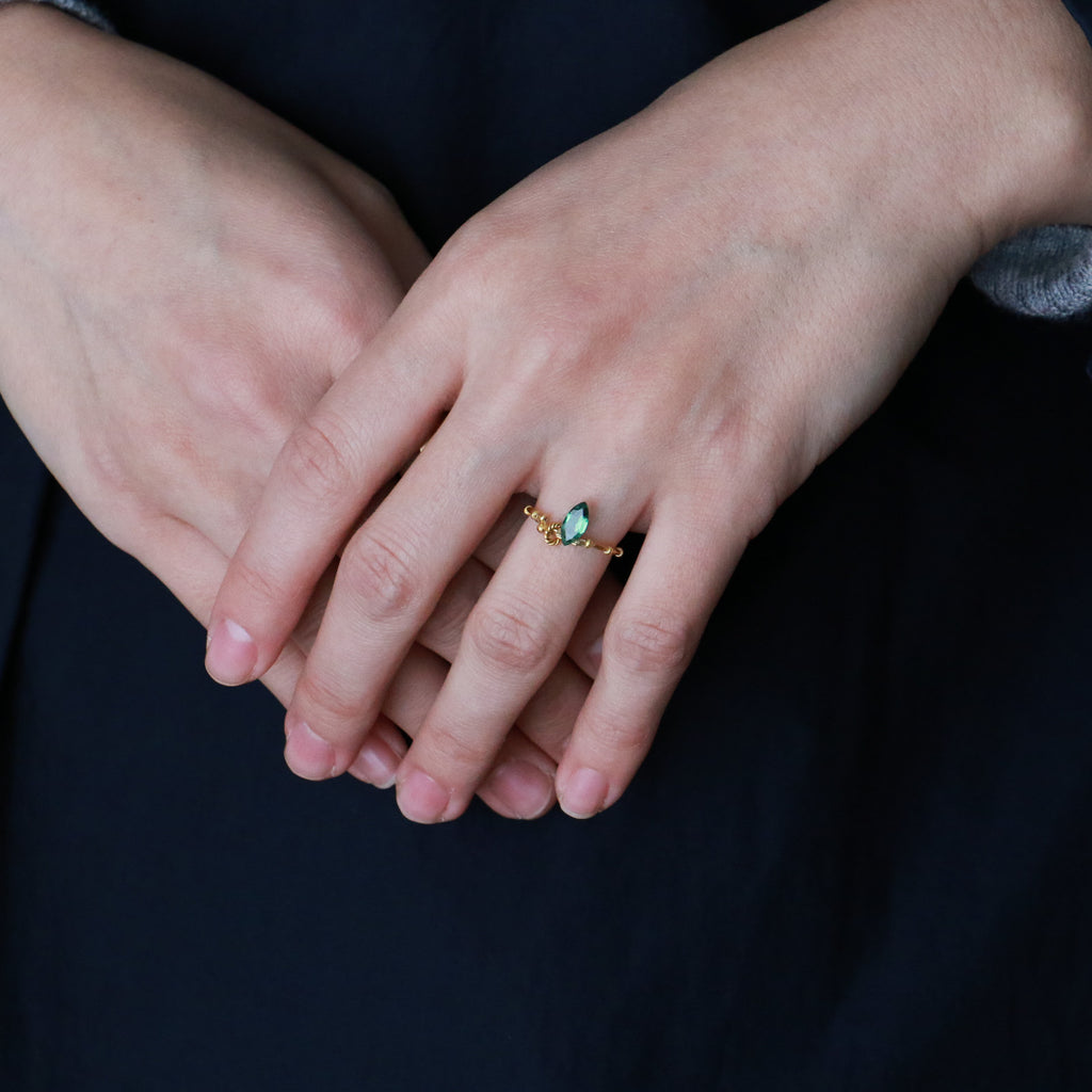 曉 ater トルマリンリング グリーン