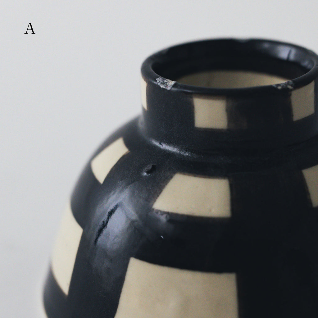 CANASA 鉄絵 格子柄 ろくろ碗