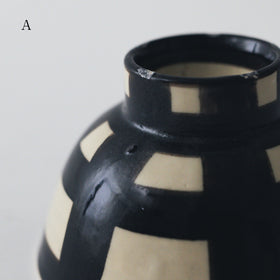 CANASA 鉄絵 格子柄 ろくろ碗