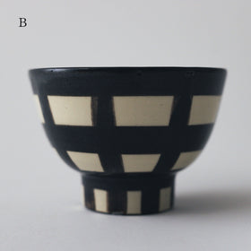CANASA 鉄絵 格子柄 ろくろ碗