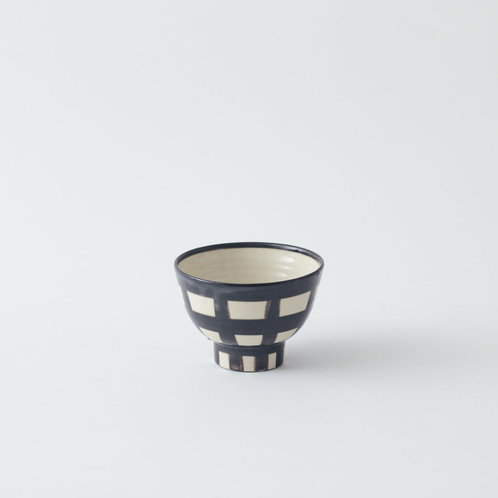 CANASA 鉄絵 格子柄 ろくろ碗