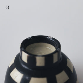 CANASA 鉄絵 格子柄 ろくろ碗