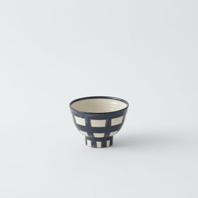 CANASA 鉄絵 格子柄 ろくろ碗