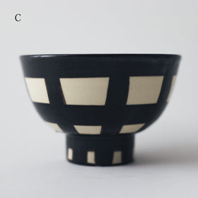 CANASA 鉄絵 格子柄 ろくろ碗
