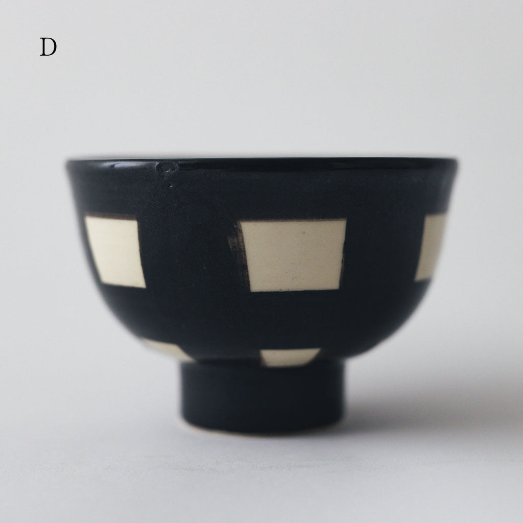 CANASA 鉄絵 格子柄 ろくろ碗
