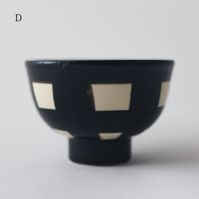 CANASA 鉄絵 格子柄 ろくろ碗