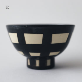 CANASA 鉄絵 格子柄 ろくろ碗