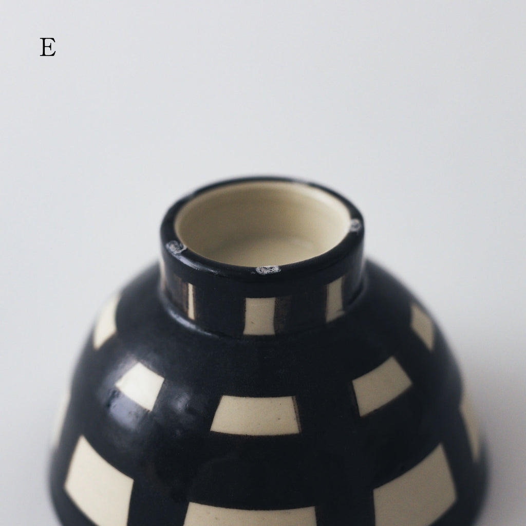 CANASA 鉄絵 格子柄 ろくろ碗