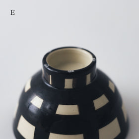 CANASA 鉄絵 格子柄 ろくろ碗