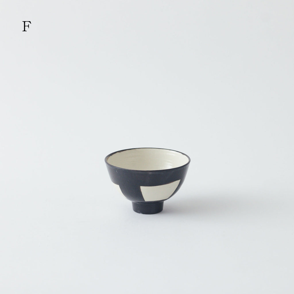 CANASA 鉄絵 格子柄 ろくろ碗