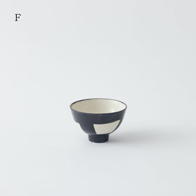 CANASA 鉄絵 格子柄 ろくろ碗