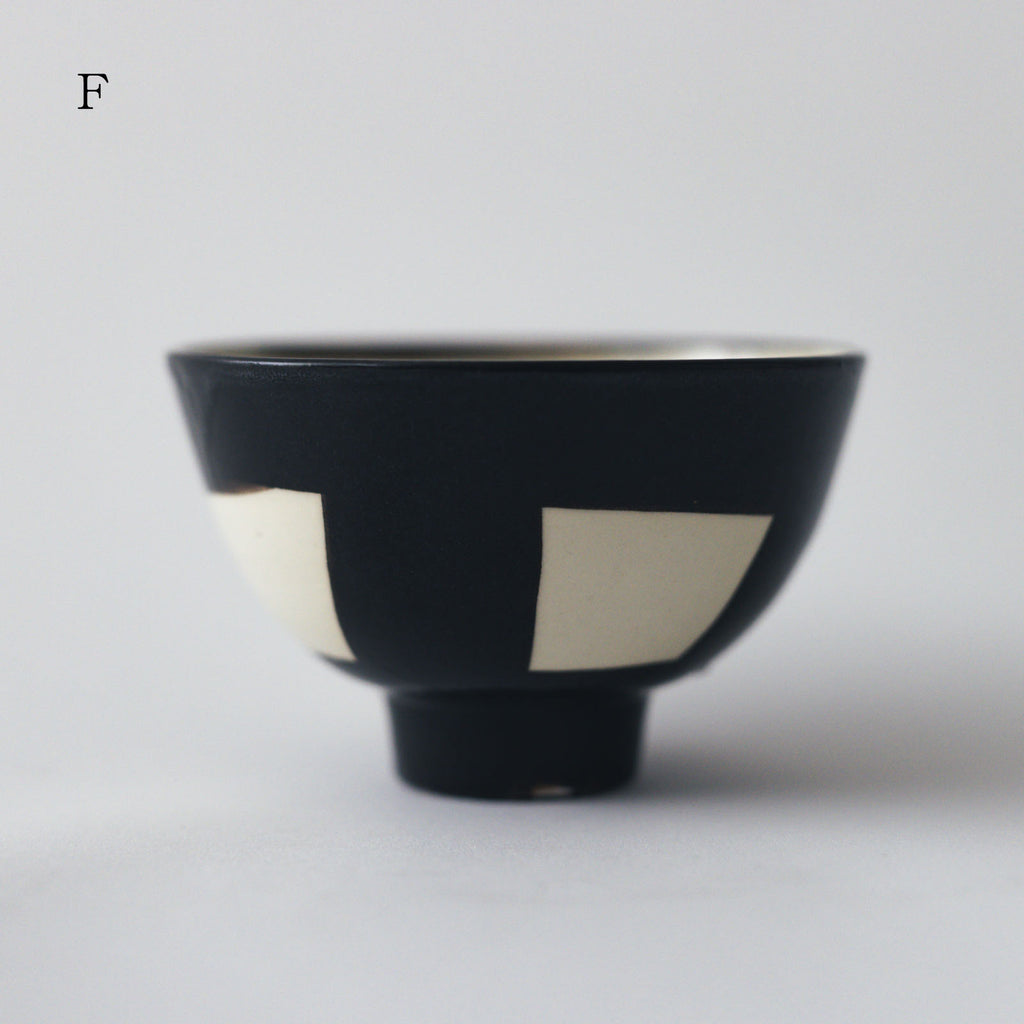 CANASA 鉄絵 格子柄 ろくろ碗