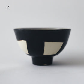 CANASA 鉄絵 格子柄 ろくろ碗