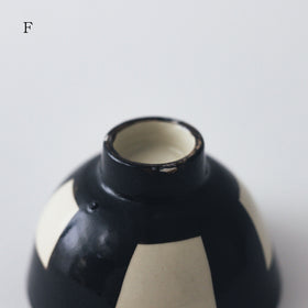 CANASA 鉄絵 格子柄 ろくろ碗