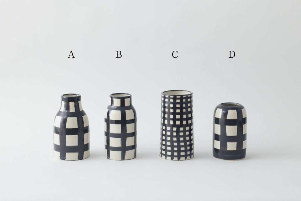 CANASA フラワーベース 格子柄