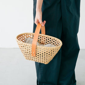 竹聲館 革持ち手バスケット