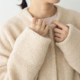 comm. arch. ウールコットン ボア フリース カーディガン