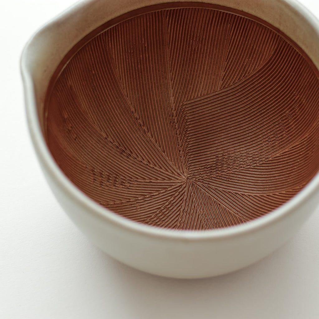 シリコン付きで滑りにくい、元重製陶所のすり鉢