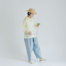 BUNON フリルカラーブラウス パステルイエロー