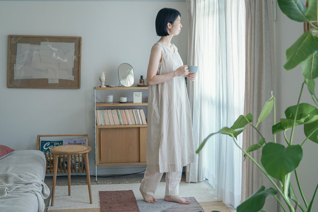 【SALE】 Nature is me カディコットン スリットワンピース