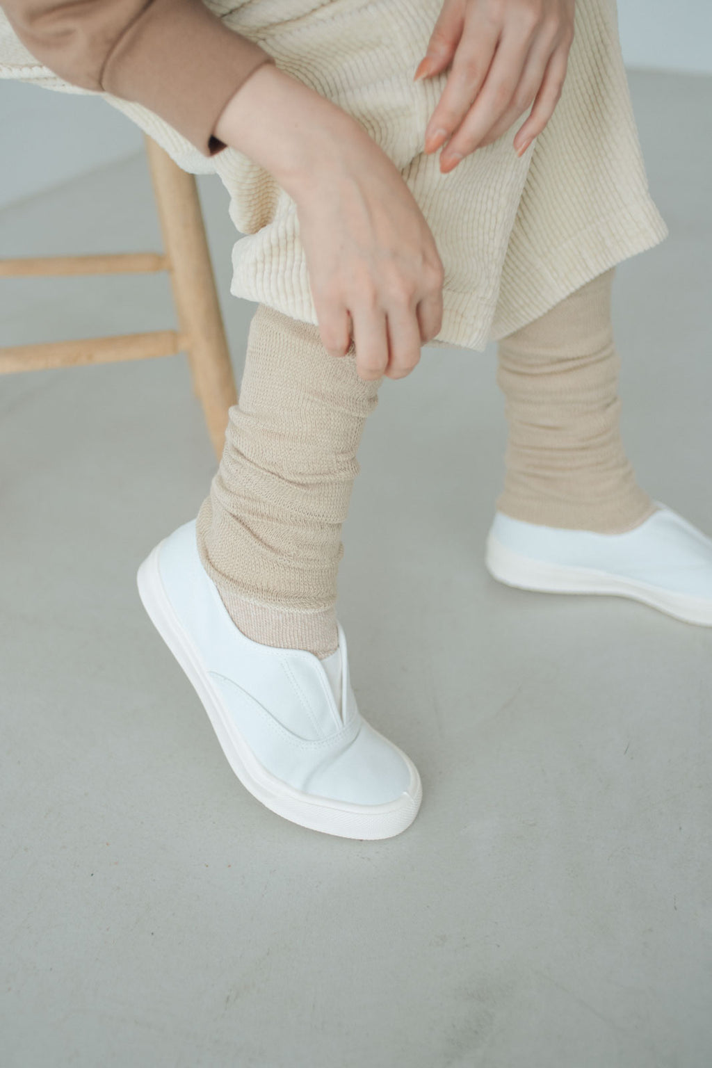 くらすこと 内側シルクのコットンレッグウォーマー