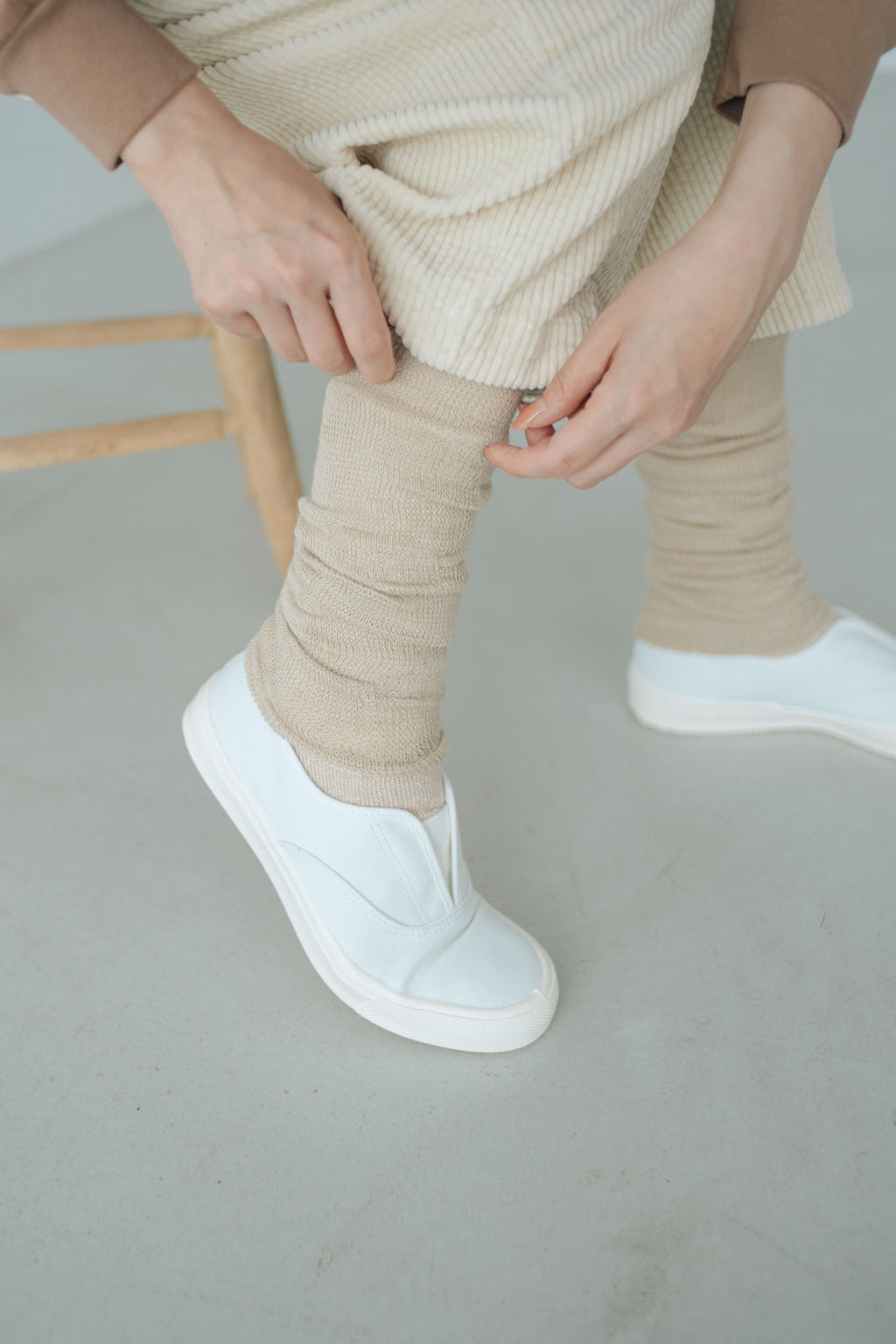 くらすこと 内側シルクのコットンレッグウォーマー