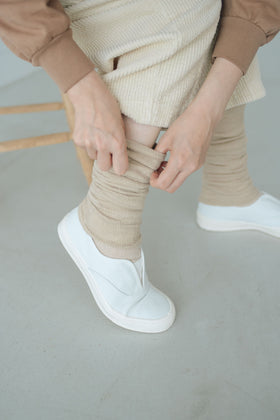 くらすこと 内側シルクのコットンレッグウォーマー