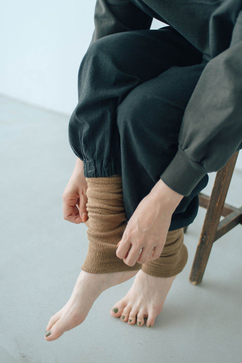 くらすこと 内側シルクのコットンレッグウォーマー