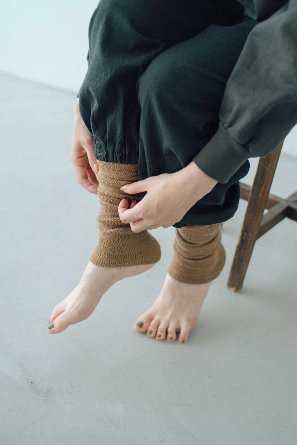 くらすこと 内側シルクのコットンレッグウォーマー