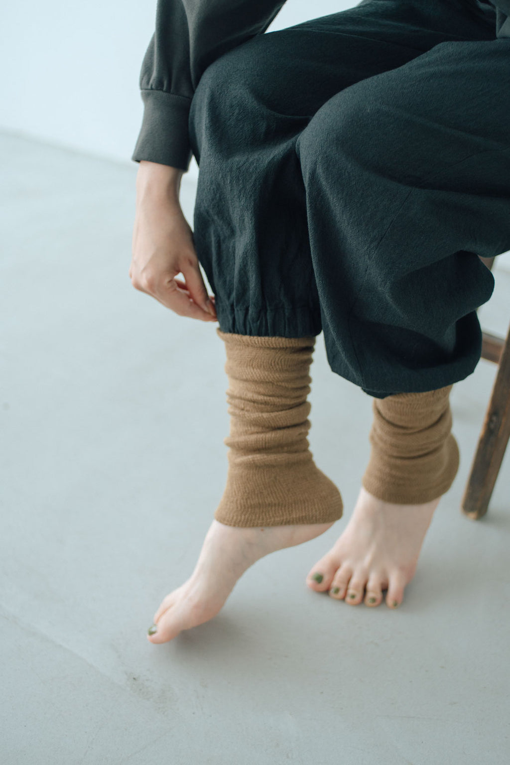 くらすこと 内側シルクのコットンレッグウォーマー