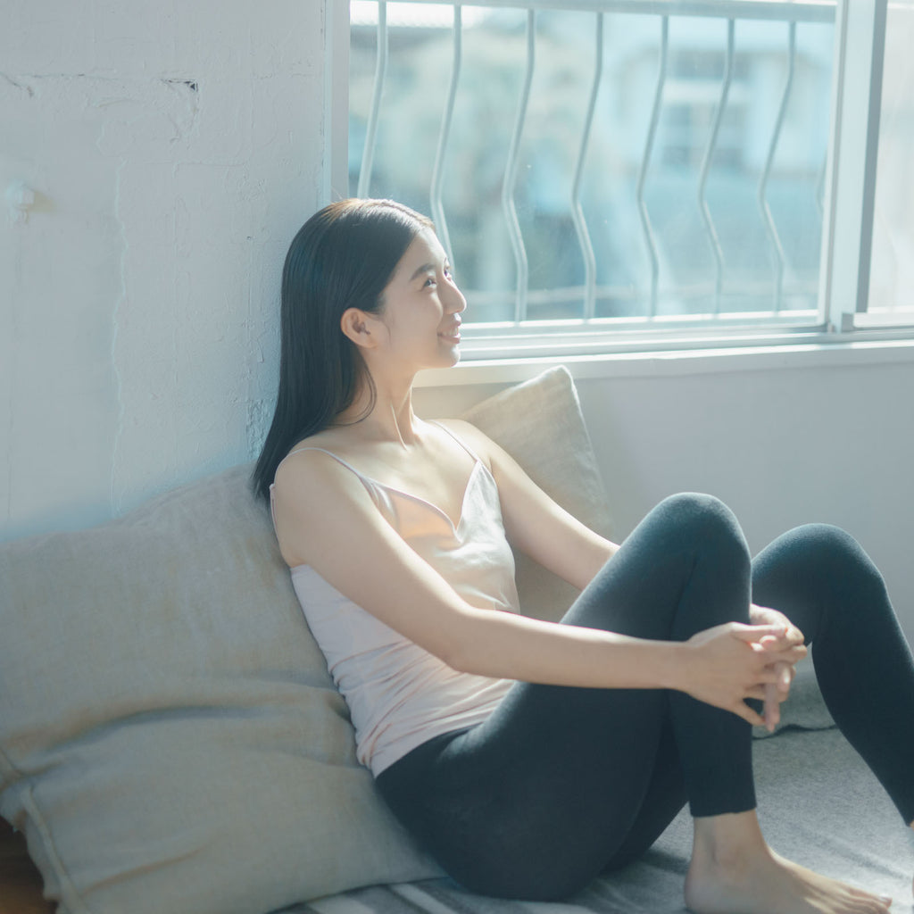 くらすこと 内側シルクの腹巻付きレギンス