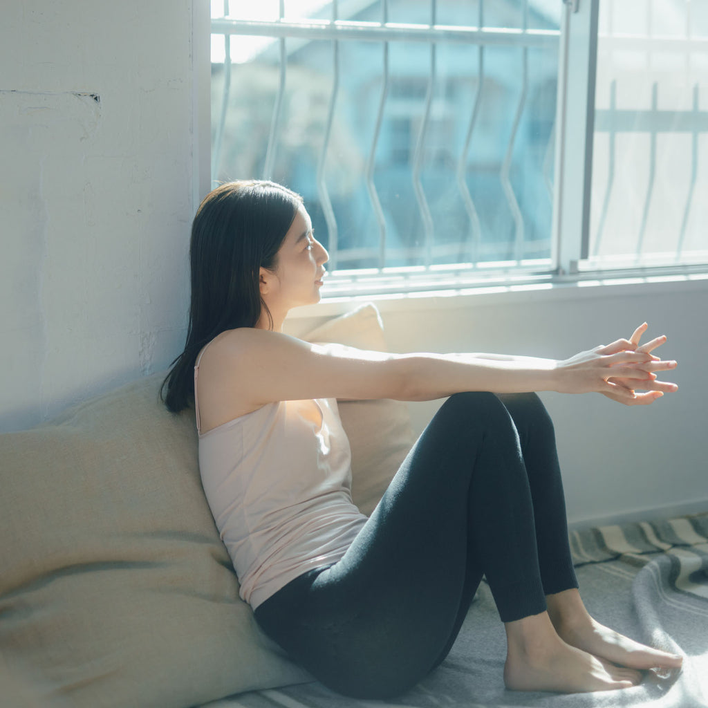 くらすこと 内側シルクの腹巻付きレギンス