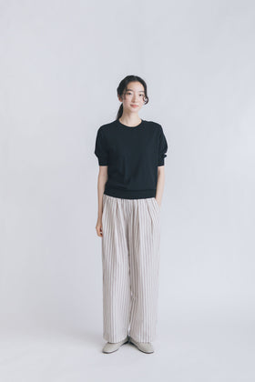 【SALE】 「くらすことの日常生活着」UVウォッシャブル5分袖ニットプルオーバー