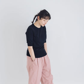 【SALE】 「くらすことの日常生活着」UVウォッシャブル5分袖ニットプルオーバー