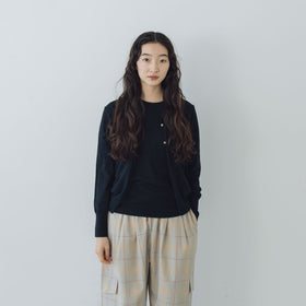 【SALE】 「くらすことの日常生活着」UVウォッシャブル5分袖ニットプルオーバー