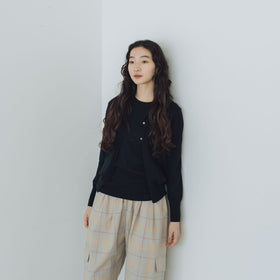 【SALE】 「くらすことの日常生活着」UVウォッシャブル5分袖ニットプルオーバー