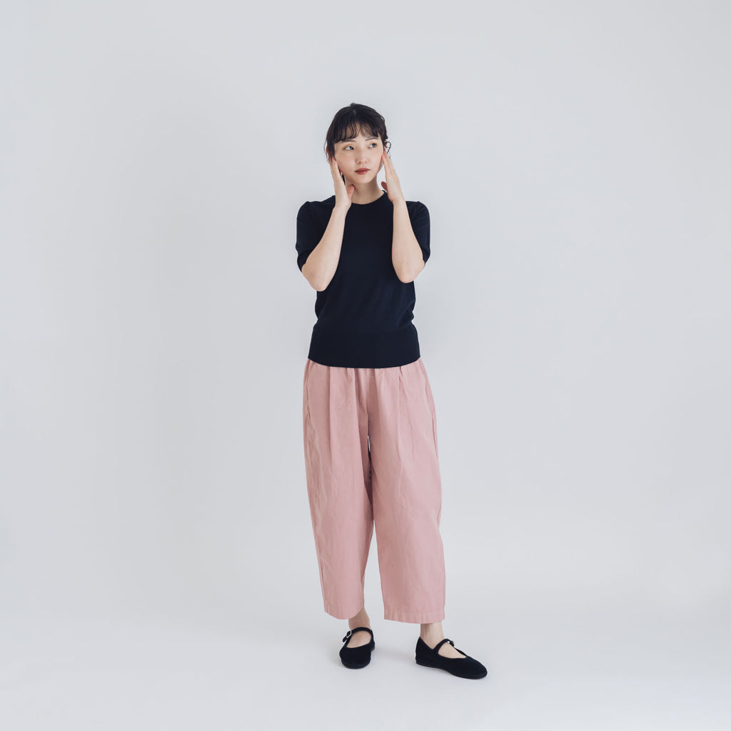 【SALE】 「くらすことの日常生活着」UVウォッシャブル5分袖ニットプルオーバー