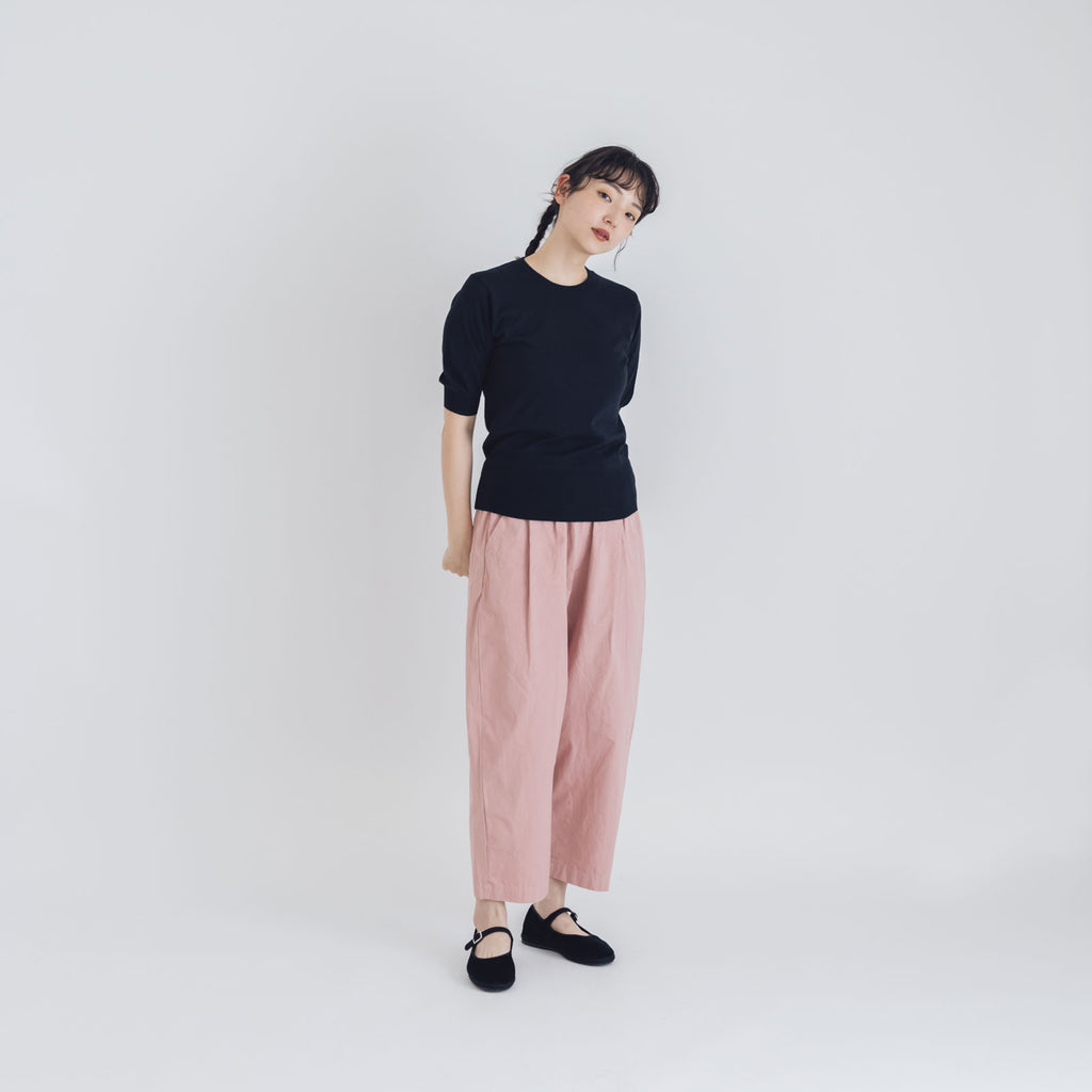 【SALE】 「くらすことの日常生活着」UVウォッシャブル5分袖ニットプルオーバー