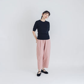 【SALE】 「くらすことの日常生活着」UVウォッシャブル5分袖ニットプルオーバー