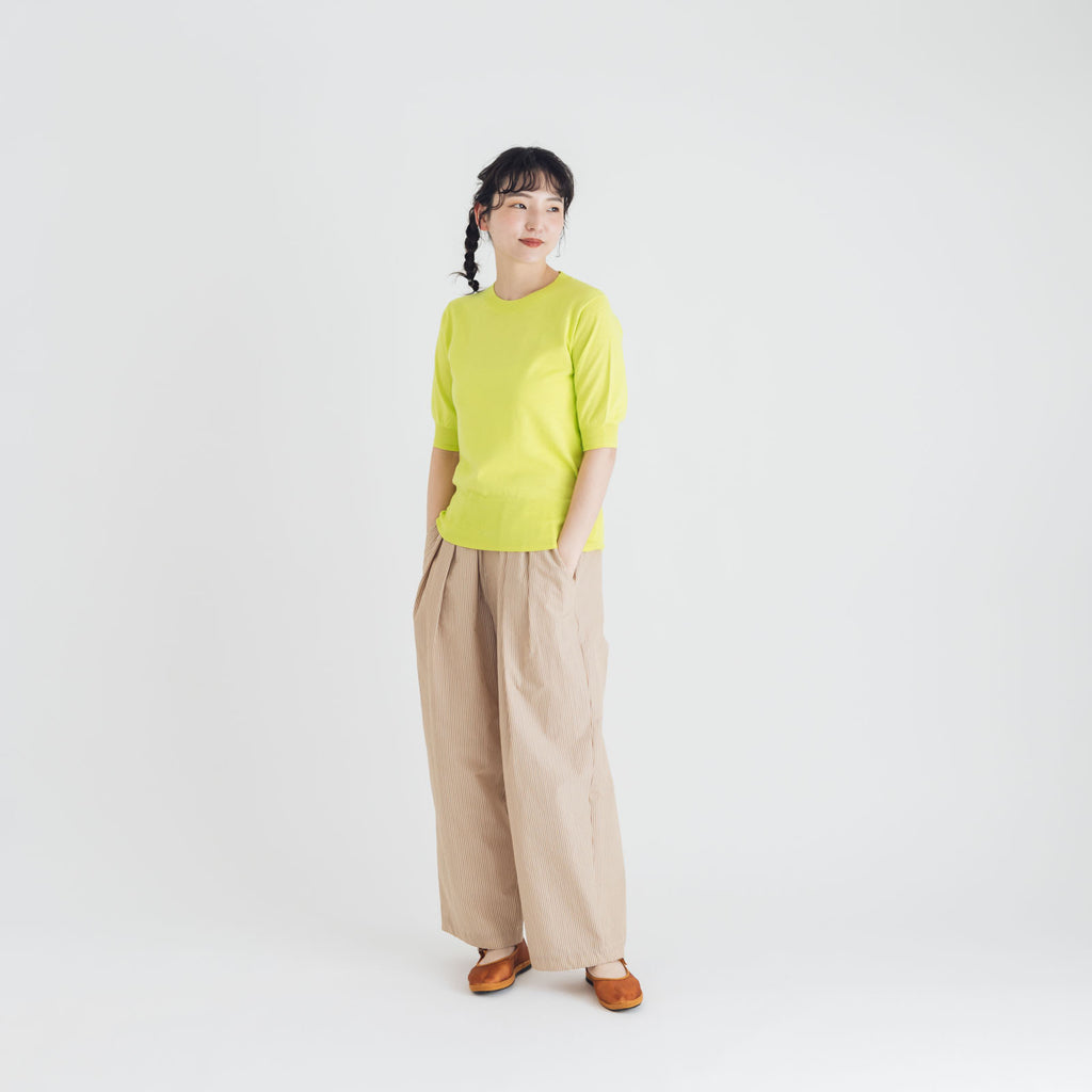 【SALE】 「くらすことの日常生活着」UVウォッシャブル5分袖ニットプルオーバー