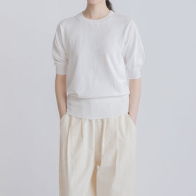【SALE】 「くらすことの日常生活着」UVウォッシャブル5分袖ニットプルオーバー