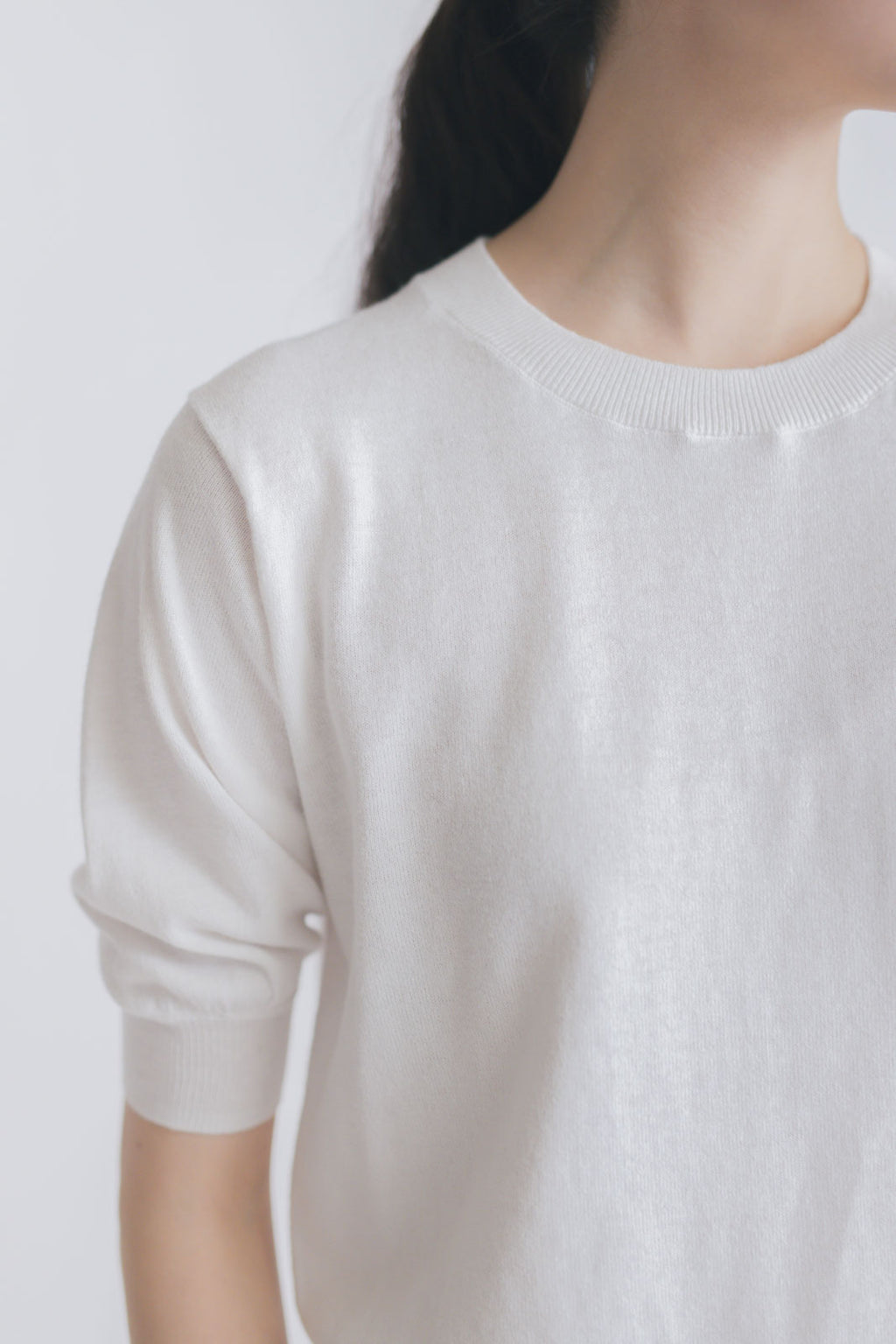 【SALE】 「くらすことの日常生活着」UVウォッシャブル5分袖ニットプルオーバー