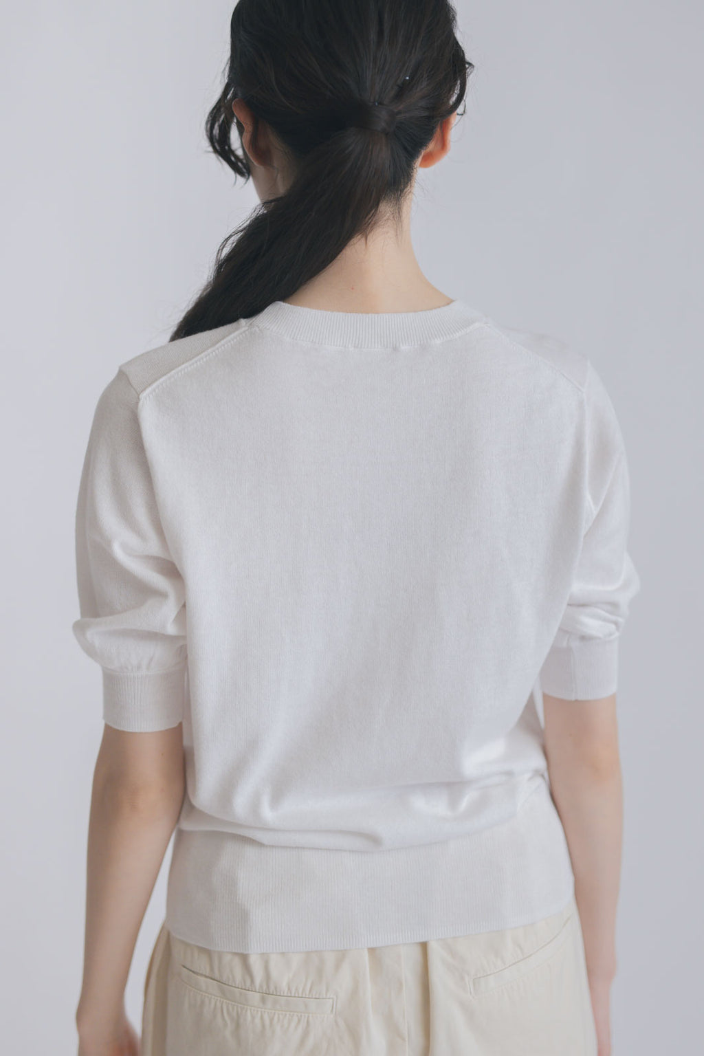 【SALE】 「くらすことの日常生活着」UVウォッシャブル5分袖ニットプルオーバー