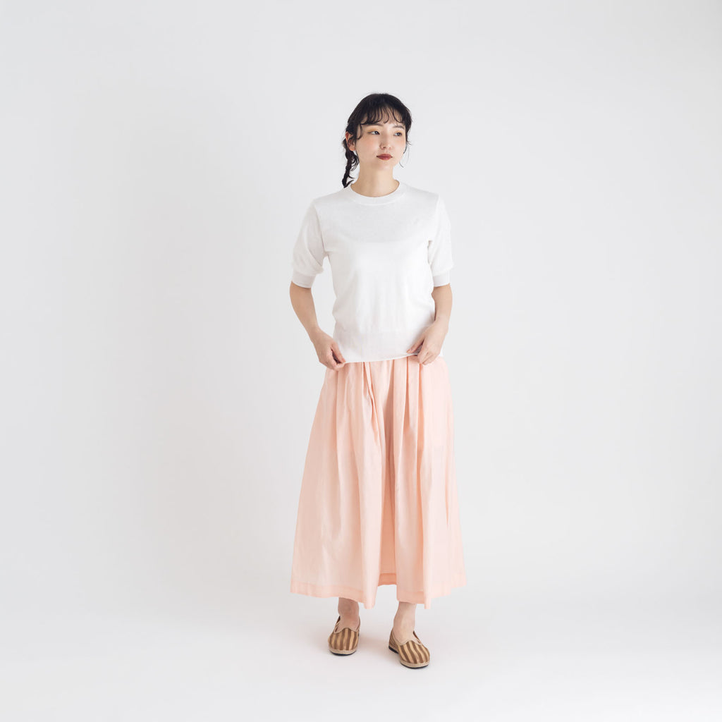 【SALE】 「くらすことの日常生活着」UVウォッシャブル5分袖ニットプルオーバー