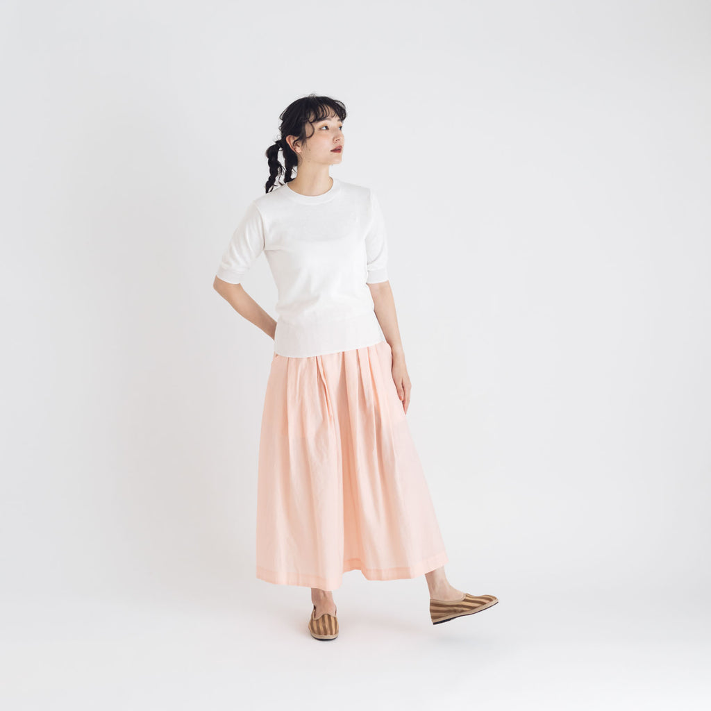 【SALE】 「くらすことの日常生活着」UVウォッシャブル5分袖ニットプルオーバー